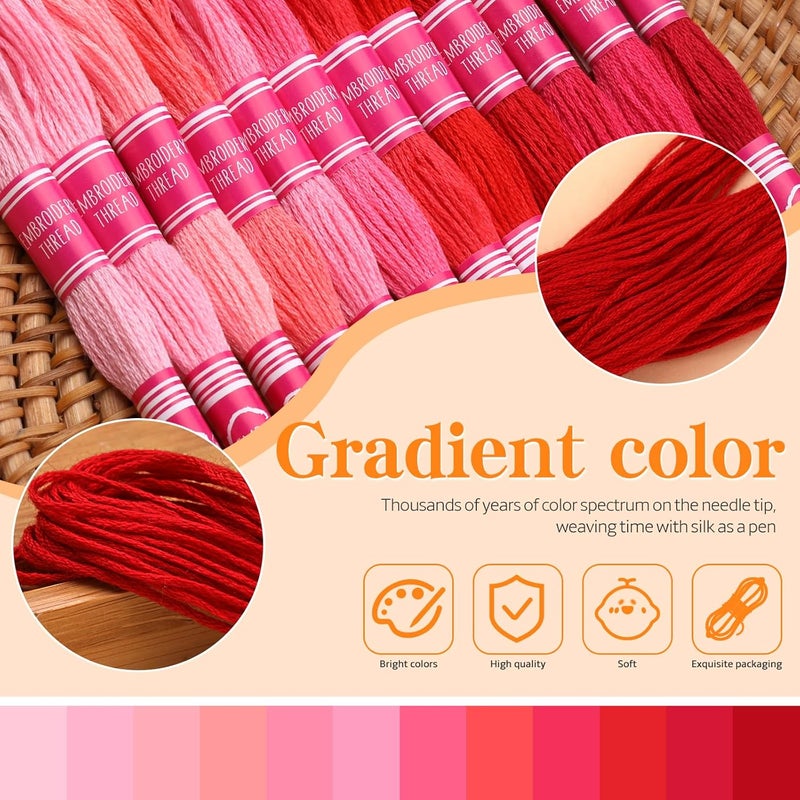 Dercuy Embroidery Floss,12 Skeins Red Embroidery Thread,Friendship Bracelet String for DIY Making,Embroidery Crafts - Image 5